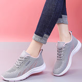 New Woman Sports Shoes Fashion Breathable Mesh Vulcanized Shoes Women Flat Casual Shoes Outdoor Lace Up Training