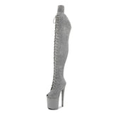 Peep Toe Boots Pole Dance Boots Stripper High Heels Women Sexy Show Shoes Party Club 20 CM Heels Platform ZIP Lace-Up
