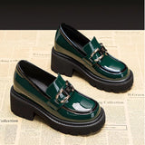 Style Chunky Platform Women Pumps 2023 Spring Women Patent Leather High Heel Shoes Autumn Vintage Office Female