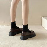 Style Thick-Soled Leather Shoes Autumn 2023 New One-Foot Jk Single Shoes Muffin Bottom Love Shoes Round