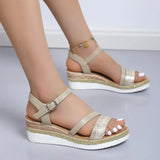 Women's Buckle Strap Wedge Sandals Summer 2023 Non Slip Platform Gladiator Shoes Woman Thick Bottom Sandalias De Mujer Plus
