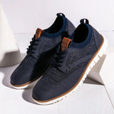 Men's Business Dress Shoes Brogue Style Men Flat Outdoor Walking Casual Shoes Breathable Woven Men's Office Shoes