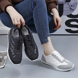 Women's Solid Color Casual Sneakers 2024 Trend Woman Lace Up Platform Soft Sole Walking Shoes Quilted Pattern Walking