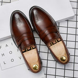 Loafers Men Casual Shoes Slip on Leather Dress Shoes Plus Size 38-46 Brogue Carving Loafer Soft Driving