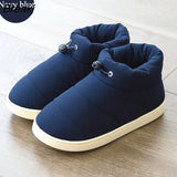 Women Winter Waterproof Down Shoes Plus Size 45 Warm Plush Flat Snow Boots Woman Indoor Non-slip Couple Cotton