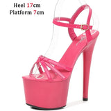 Stripper Heels Shoes For women Open Toe Sandals Girls Shoe for Party Club Women Sexy Show Sandals High Heels Red
