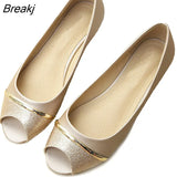 Women Fashion Ballet Flats Office Open Toe Shoes Summer Women's Large Size 34-42 Ladies Casual Slip-On Luxury