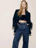 Sleeve Blazer Pant Sets Women Fashion Single Button Jacket Zipper Trousers Autumn Winter Office Outfits Outwear