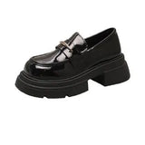 Love Shoes Women's 2024 New Spring British Style Small Black Leather Shoes With A Single