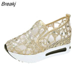 Wedge Sneakers Women 2023 New Gold Silver Woman Casual Shoes Walking Summer Luxury Sports on Platform Footwear