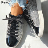 Women Vulcanize Shoes Sneakers Bling Shoes Girl Glitter Casual Female Breathable Lace Up Outdoor Sport Shoes Zapatos De