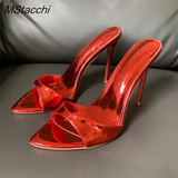 Heel Slippers Women Shoes Summer Peep Toe Mixed Colors Stiletto Sandals Sexy Party Ladies Shoes Luxury Woman