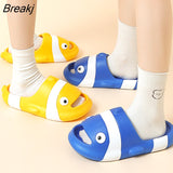 Cute Soft Animals Slippers for Women Fashion Indoor House Clown Fish Sandals Couples Bathroom Anti-slip Platform
