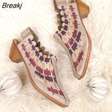 New Women Sandals Summer Fashion Stitching Ladies Heel Shoes Female Casual Sandalias Mujer Size