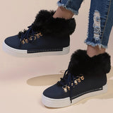 Fur Warm Winter Sneakers for Women 2023 New Thick Plush Flat Cotton Shoes Woman Lace Up Non Slip Snow Boots Plus Size