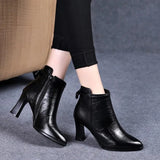 Stiefel Women Classic High Quality Black Pu Leather High Heel Boots Ladies White Autumn Winter Long Boots Botas