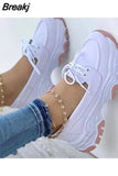 New Womens Sneakers Thick Sole Casual Breathable Sports Design Vulcanized Shoes Fashion Wedge Womens Shoes Large Size