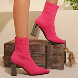 Boots 2024 New Autumn And Winter Tip Flying Weaving Large Size Women's Boots Thick, High-Heeled, Medium-Sized Thin