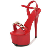 Decoration Buckle Strap Women Shoes New Chunky Heel Sandals Summer Platform High Heels Nightclub Party Pole Dance