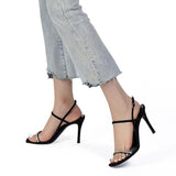 Sandals Women Rhinestone Sexy Thin High Heels Sandals Female 2024 New Summer Party Dress Shoes Ladies Black Pumps