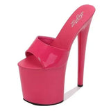 Slippers Women Shoes Summer PU Patent Leather Slipper Women High Heels 20CM Platform Sexy Slippers Nightclub Party