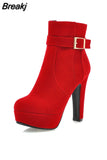 Large Sizes 33-43 Party Booties Woman Fashion High Heels Women's Shoes Sexy Add Fur Winter Ankle Boots female