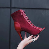Women With Sandals 2023 Summer Hollowed-Out Short Boots, Stiletto Heels, Dance Shoes, Large Size Open-Toed