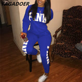 Casual PINK Letter Print Top And Pants Two Piece Sets Fall Winter O Neck Long Sleeve Matching Outfits Female