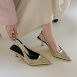 Sexy Mid Heels Women Pointed Toe Sandals Shallow Shoes Women Designer Trendy Dress Pumps Slip on Women's Pointed Toe