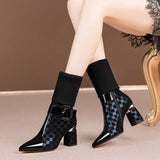 High Heels Ankle Chelsea Boots Women Sexy Pointed Toe Shoes Winter 2024 New Designer Party Chunky Zip Botas Pumps