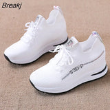 Heels Fashion Sneakers for Women Breathable Spring Platform Lace Up Fashion Causal Vulcanized Footwear Chunky Luxury