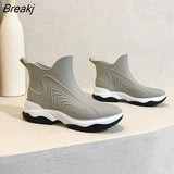Women Rainboots Slip-on Waterproof Girls Ankle Boots PVC Anti-Slip Spring Autumn Rain Shoes Platform Woman Fishing Rubber