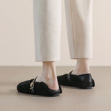 Women Shallow Mouth Female Shoes Dress Short Plush Basic Rubber Flock Flat with Shoes Woman Flats Shallow Mouth Dress Short