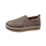 Large Size Women's Shoes Water Drill Woolen Shoes Women's Thick-Soled Muffin Shoes Round Head Comfortable Single Shoes Fashion Love