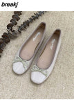 Brand Flats Ballet Women Shoes Classic Round Toe Flat Ballerina Female Bow Casual Slip On Loafer Soft Moccasin Fashion