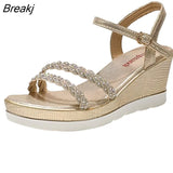 Mujer 2023 Sandals Platform Women Ankle Strap Shoes Women Fashion High Heels Wedges Dress Party Shoes Open Toe