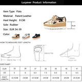 Autumn Women Patent Leather Stars Flat Platform Casual Shoes Fashion Lace Up Brogue Shoes Footwear Chaussures