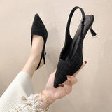 Toe Sandals Black Shoes for Women Buckle Strap All-Match Clear Heels Sexy Beige Velvet Fashion Stiletto Comfort Girls