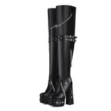 Breakj Y2k Rivet Punk Goth Thick And High-Heeled Size 44 Female Knee Boots