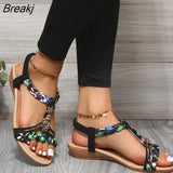 Rhinestones Sandals Summer Beach Slippers for Women Sandals Flip Flops Ladies Crystal Beach Sliders Casual Slippers