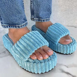 Designer Open Toe Thick Soled Women's Slippers Corduroy Thick Soled One Foot Womens Slippers 2023 Outdoor Casual