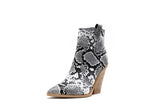 Gold Snake Print Ankle Boots For Women Wedge High Heels Boots Woman Runway Design Chunky Heels Botas Mujer Western