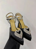 Breakj New Pointed Love Water Diamond One Word Buckle Waterproof Platform Thick Heel Super High Heel Show