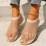 Breakj Drill Mesh Sandals Women 2025 Summer New Comfortable Foot Size Lady Flat