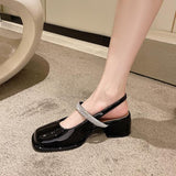 Sandals Mary Jane Shallow Mouth Comfort Shoes for Women Summer Heels Med Pointed Girls High Spring Retro Medium