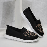 Head, Low Heel, Flying Mesh Single Shoes, Women's Breathable Color Leopard Print Flat Soles