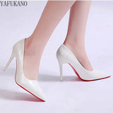Autumn New Red Sole Women Pumps Korean Style Fashion Pointed High Heels Bright Leather Shallow Mouth Woman