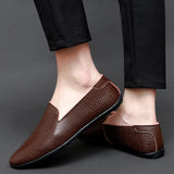 men shoes slip on England Breathable Men's genuine Leather Loafers Comfortable Shoes For Men Lightweight Slip-on Men