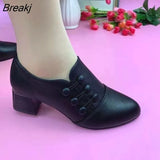 New Designer Shoes Women Pumps Low-heel Black Plus size Work ladies Leather Shoes Pointed Fashion Woman Shoe Zapatos