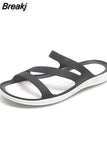 Women Slippers Flat with Hollow Shoes for Woman PVC Plastic Beach Outside Sandalias Mujer Verano 2023Leisure Jelly